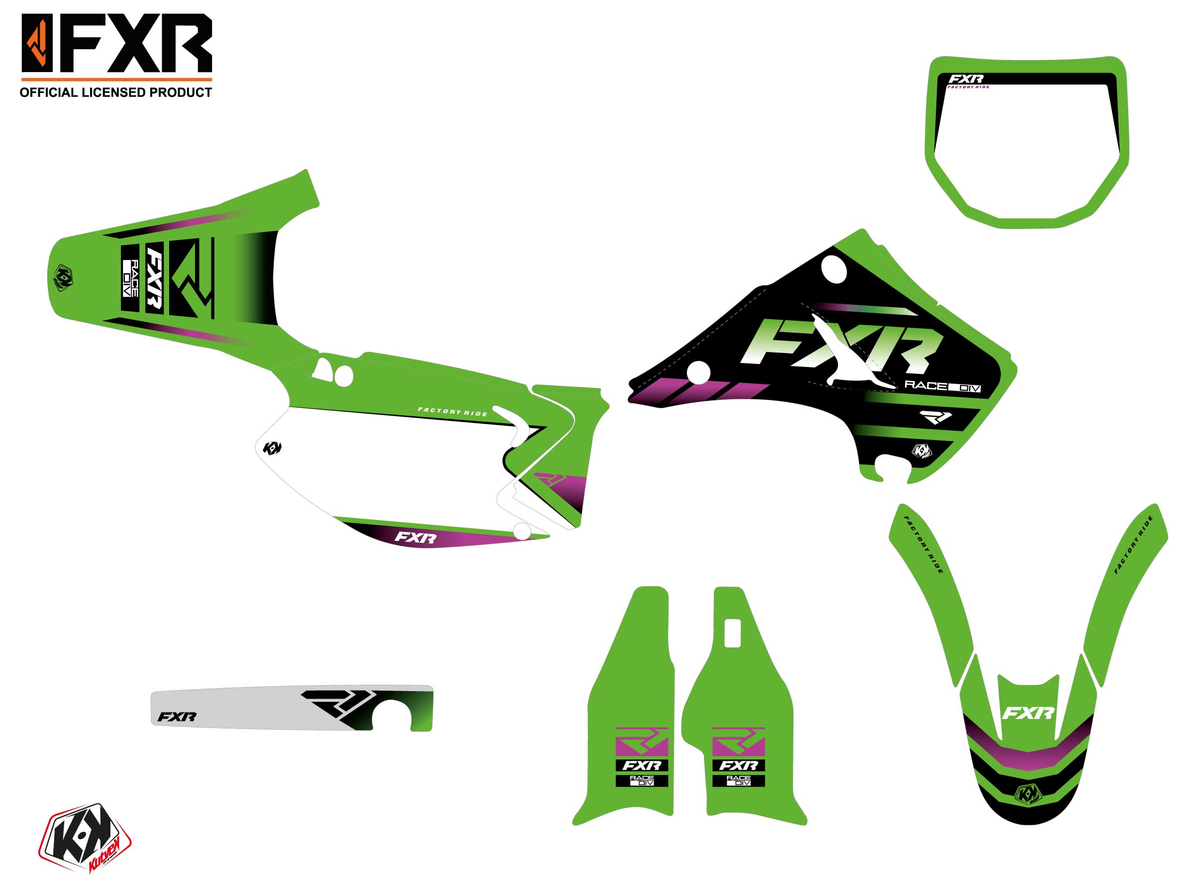 Kit Déco Motocross Fxr Revo Kawasaki Kx 250 Vert