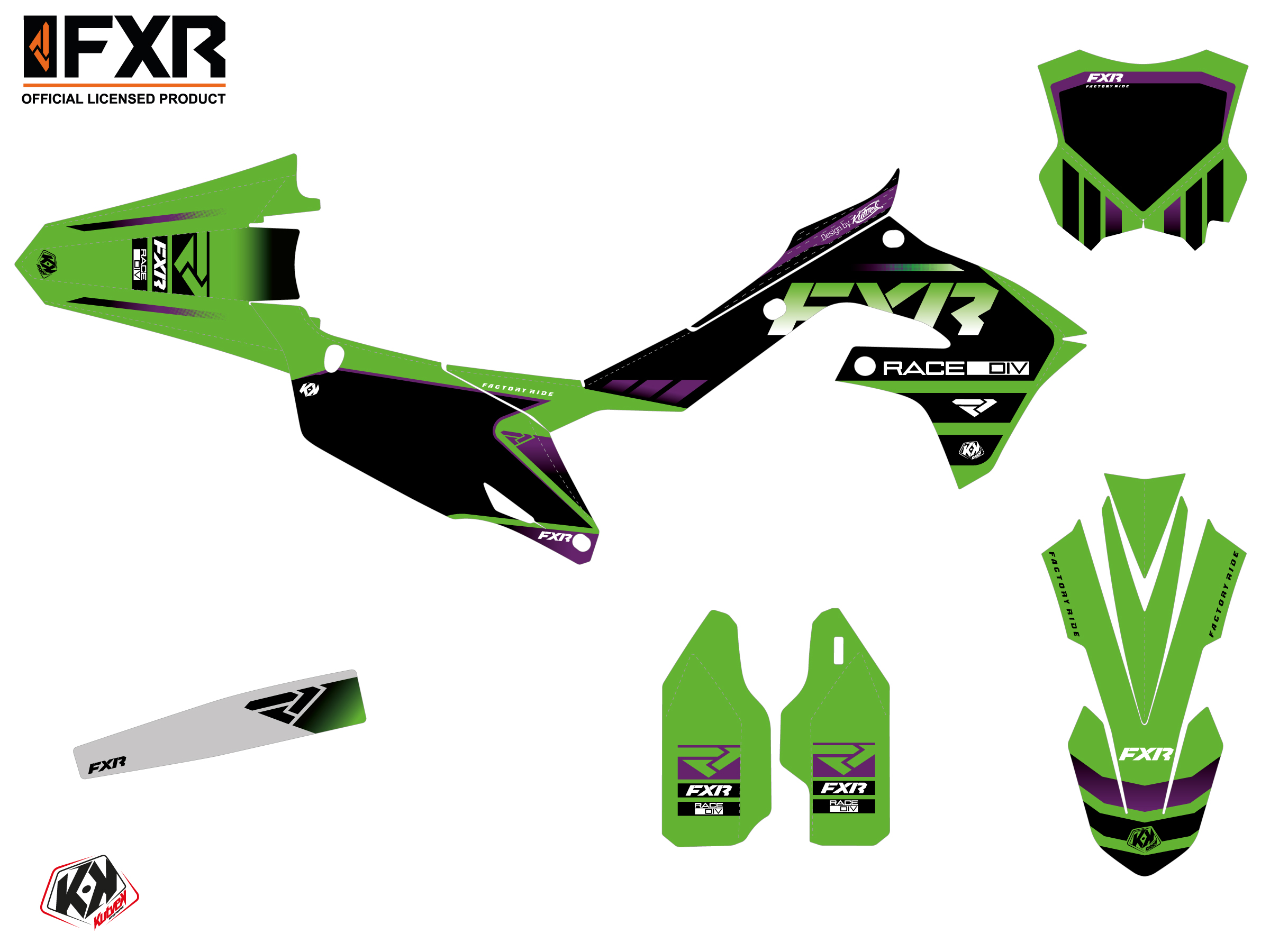 Kit Déco Motocross Fxr Revo Kawasaki Kx 250 F Vert