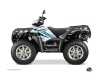 Polaris 1000 Sportsman Forest ATV Rock Graphic Kit White Blue