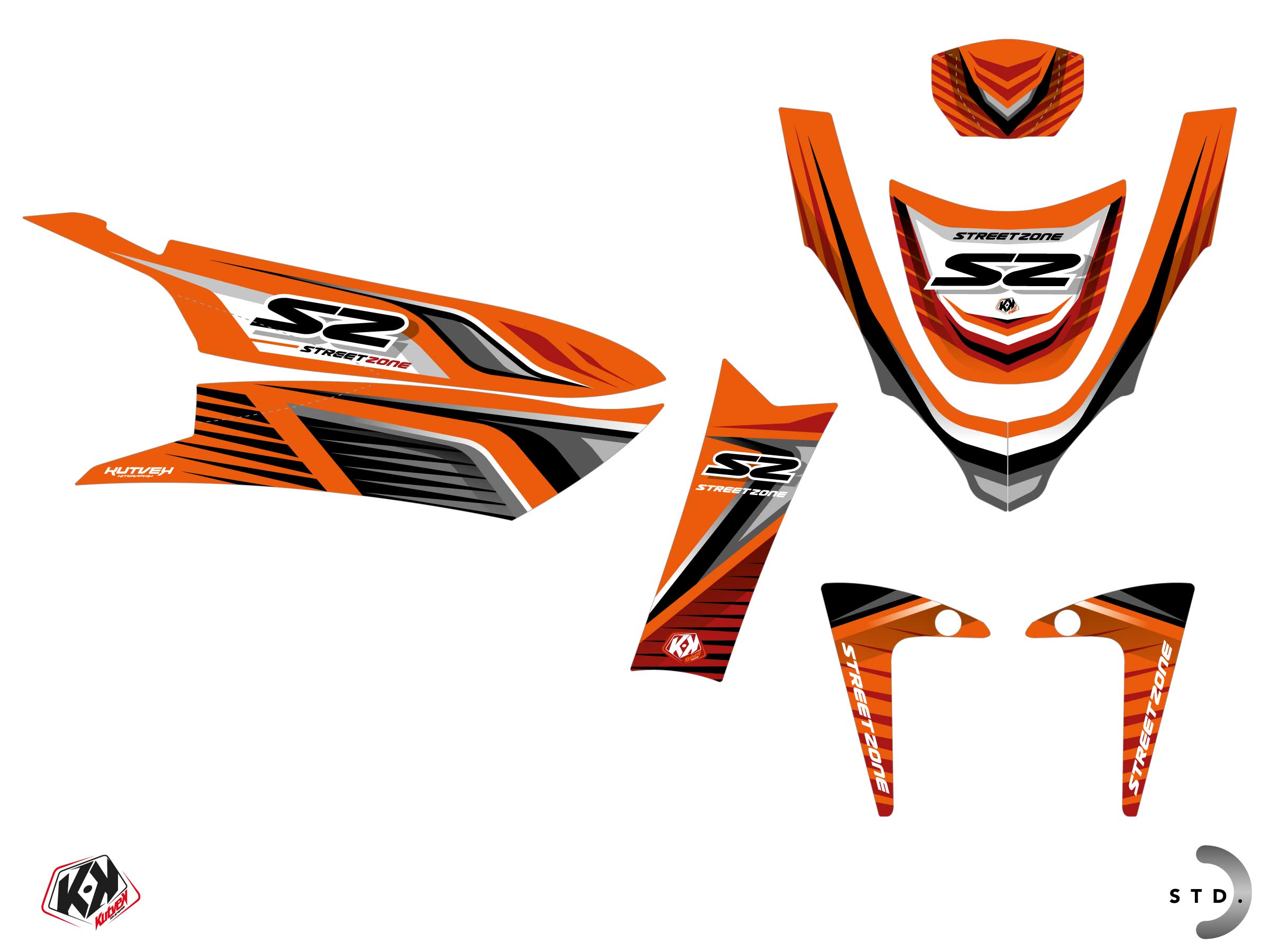 KIT DÉCO SCOOTER SHINE PEUGEOT STREETZONE 50 4T NAKED ORANGE