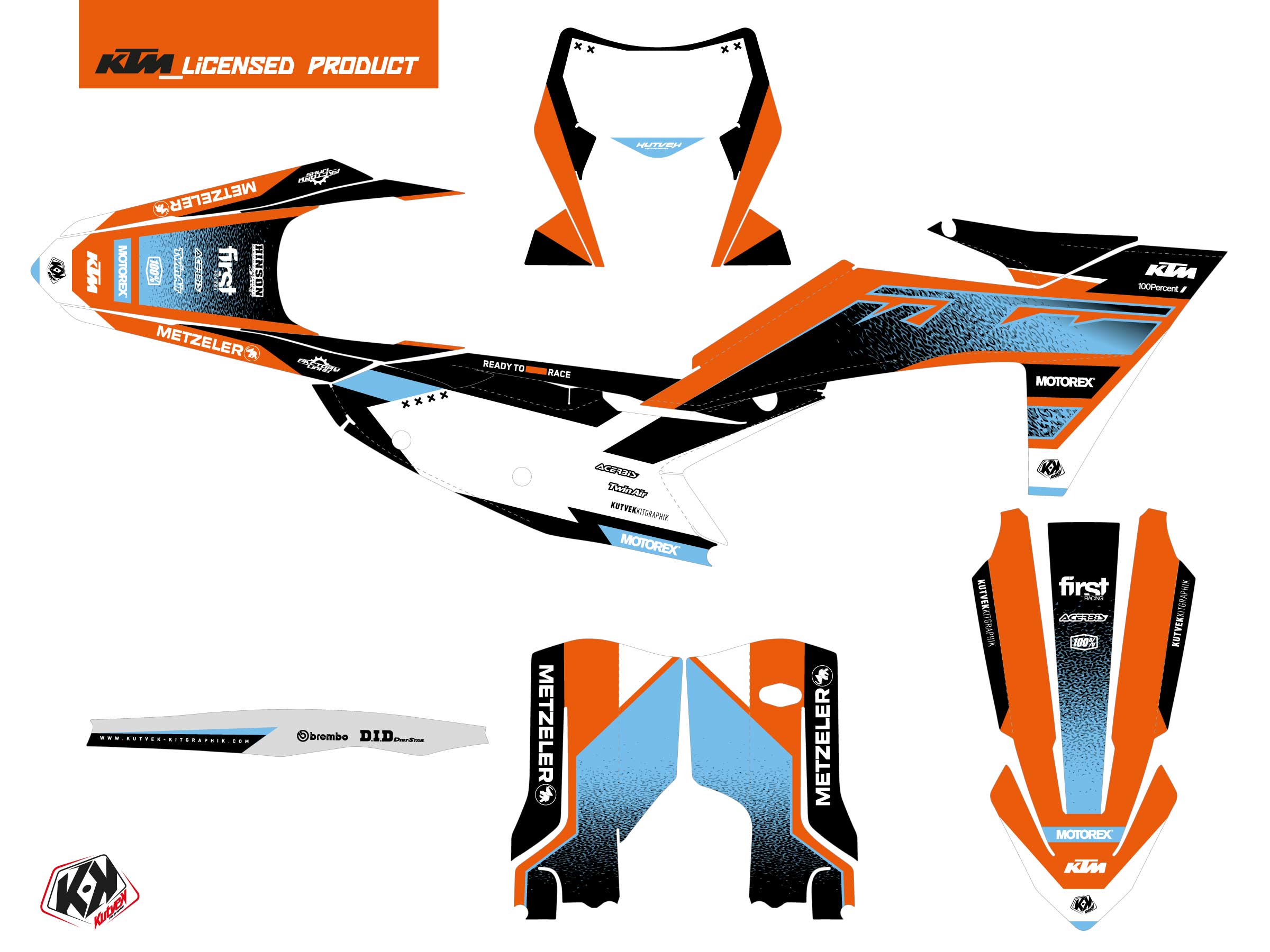 Ktm Exc Excf Dirt Bike Sizzle Graphic Kit Blue