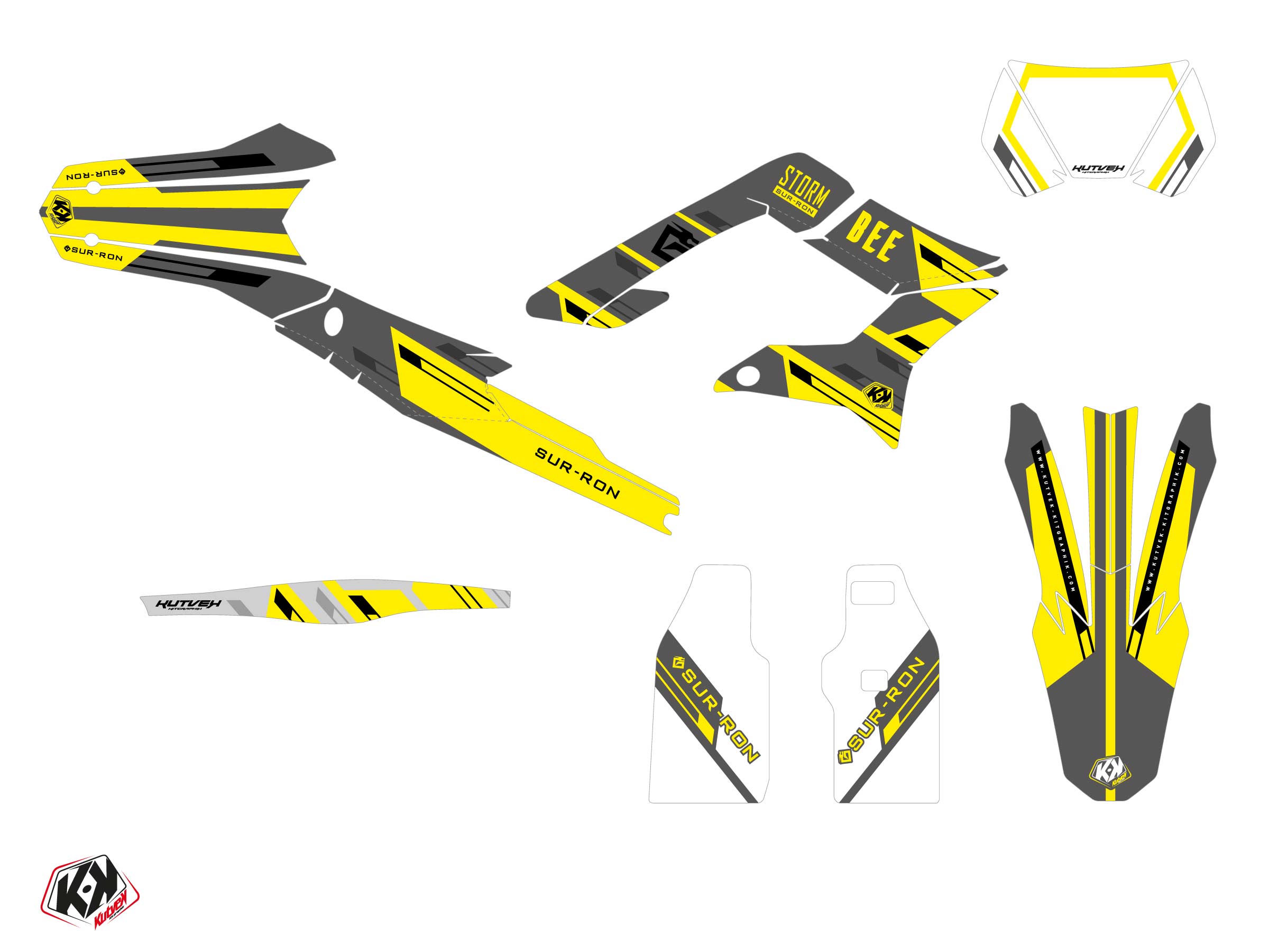 Kit Déco Motocross Slice Sur-ron Storm-bee Enduro Jaune