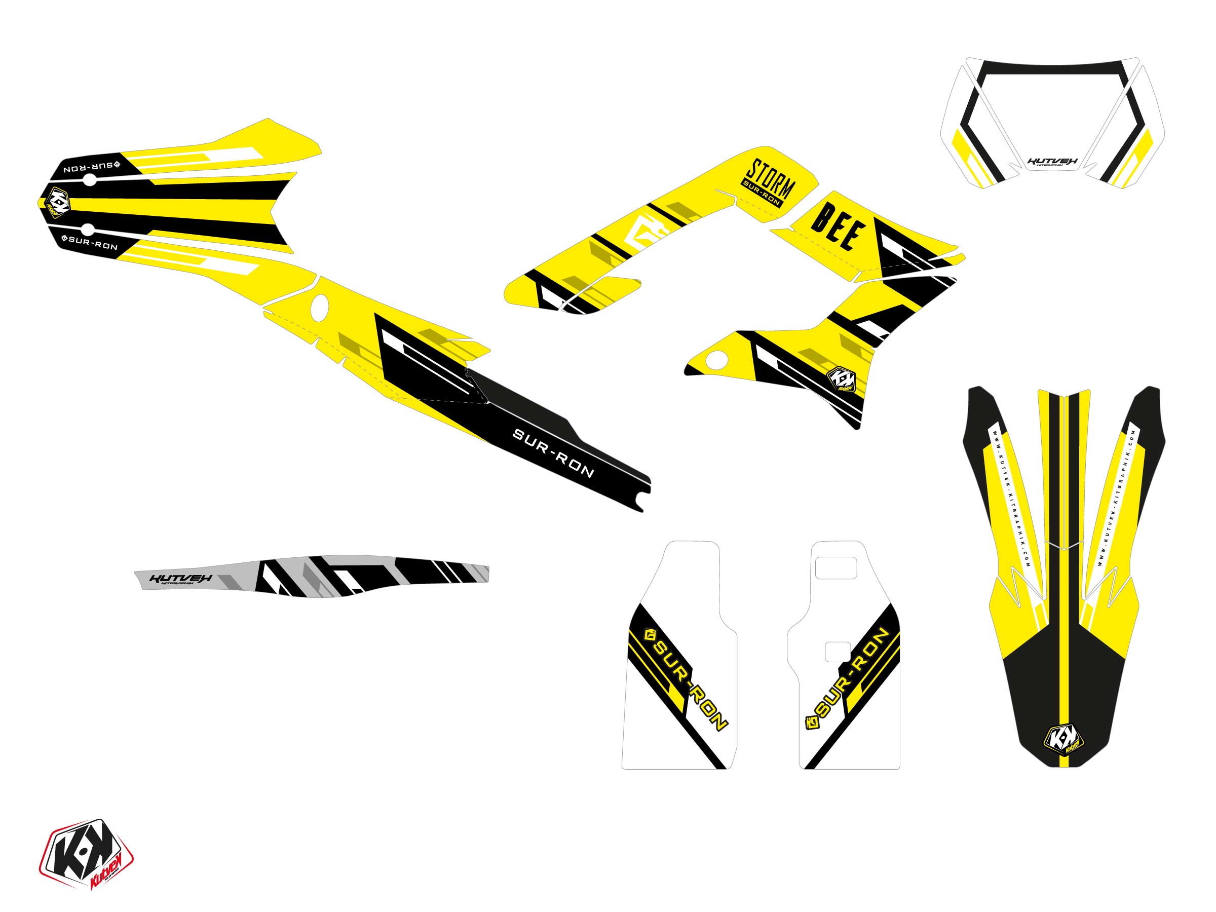 Sur-ron Storm-bee Enduro Dirt Bike Slice Graphic Kit Grey