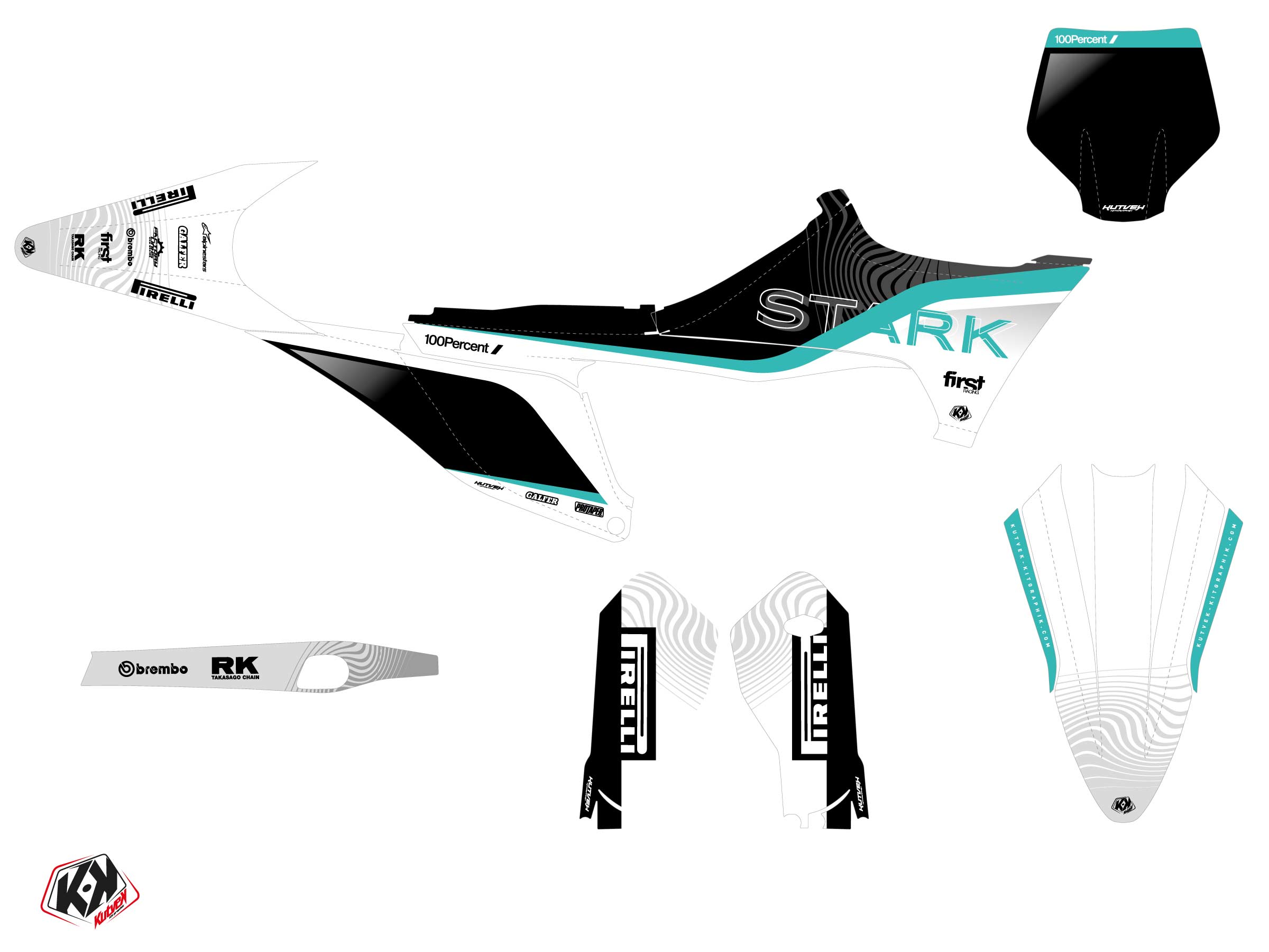 Stark Future Varg Dirt Bike Slide Graphic Kit Turquoise