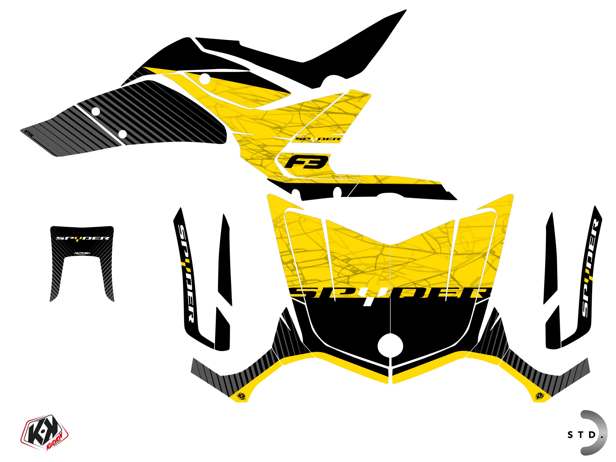Can-am Spyder F3 Hybrid Snare Graphic Kit Yellow