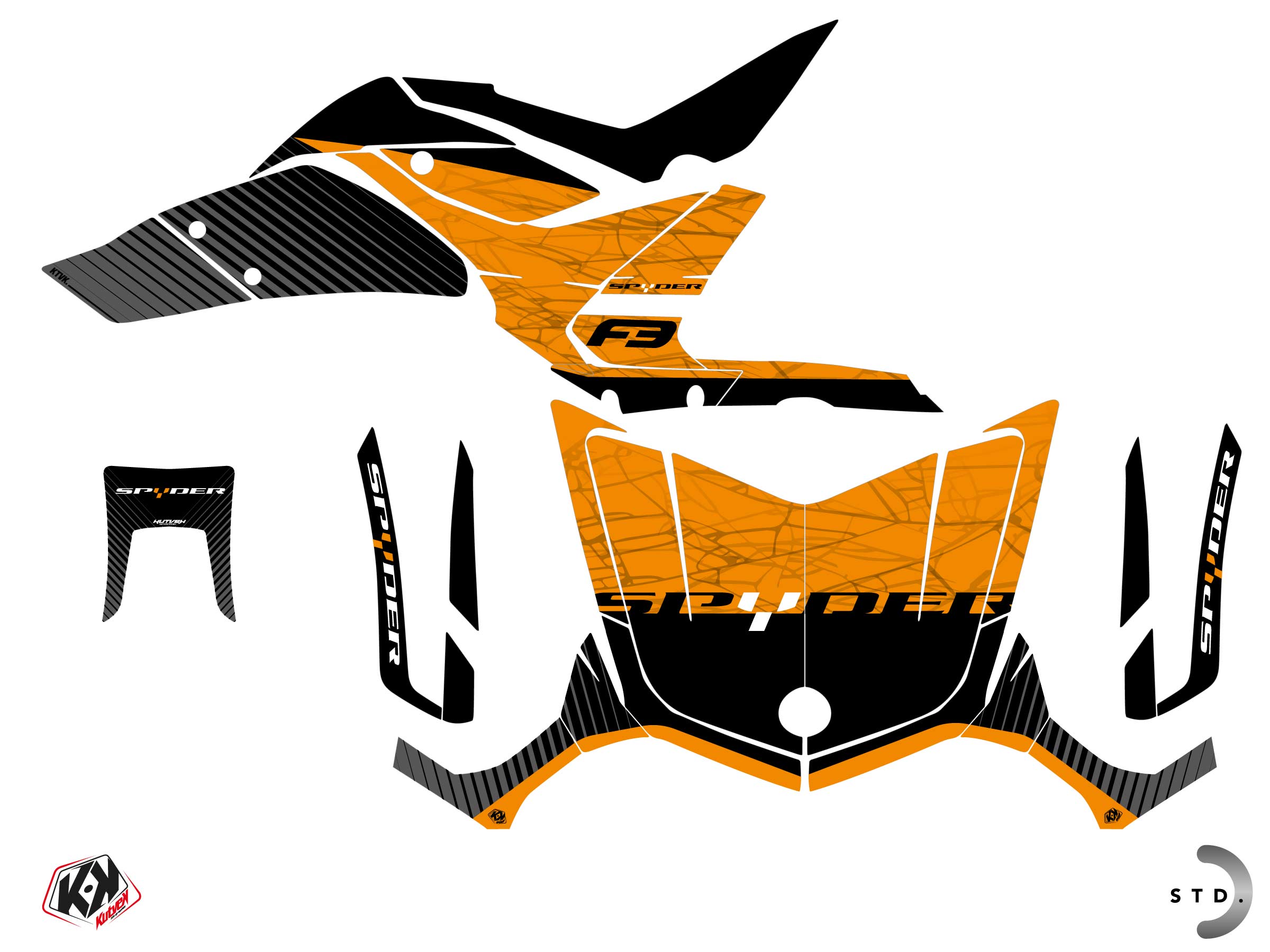 Can-am Spyder F3 Hybrid Snare Graphic Kit Orange