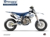 Kit Déco Moto Cross Split Husqvarna 450 FS Blanc Bleu