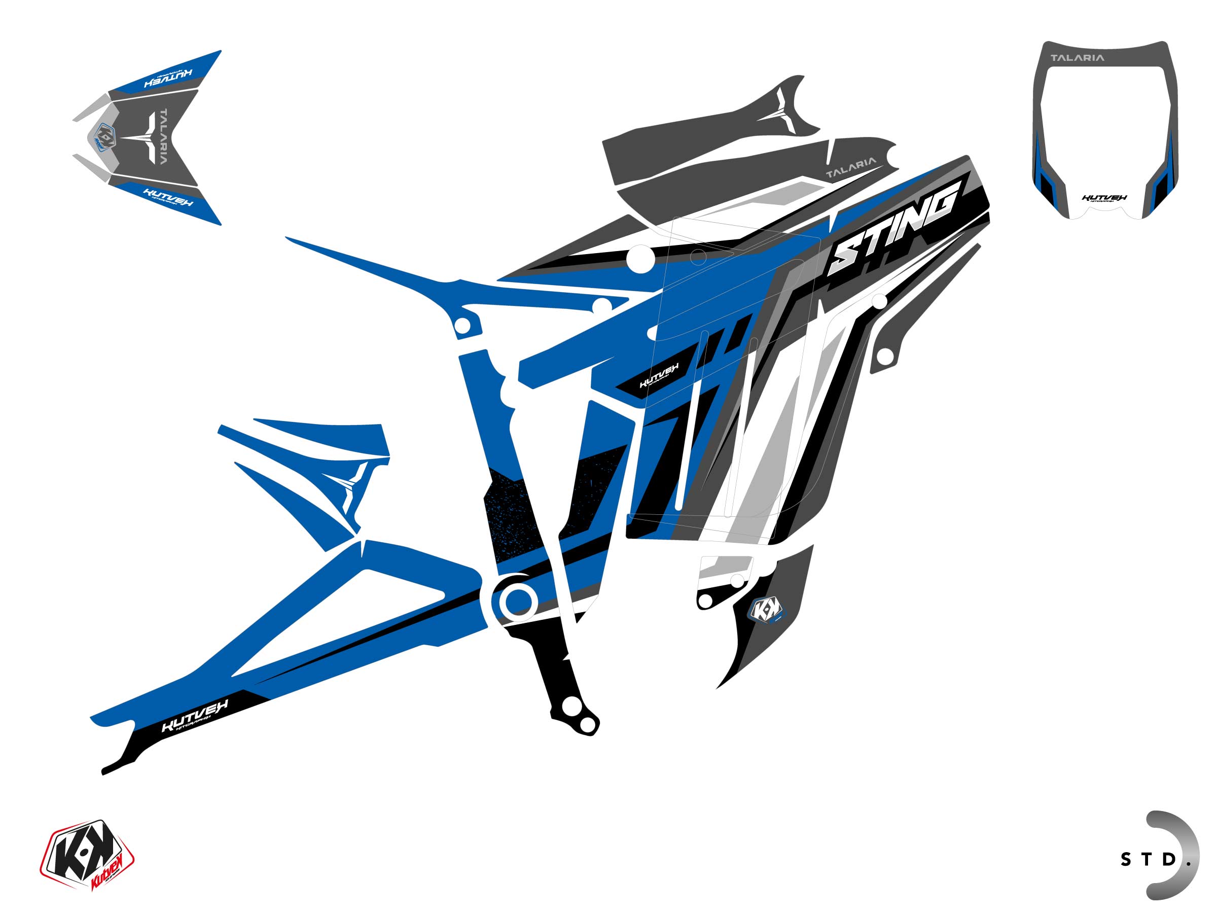 Talaria Sting Dirt Bike Spread Graphic Kit Blue