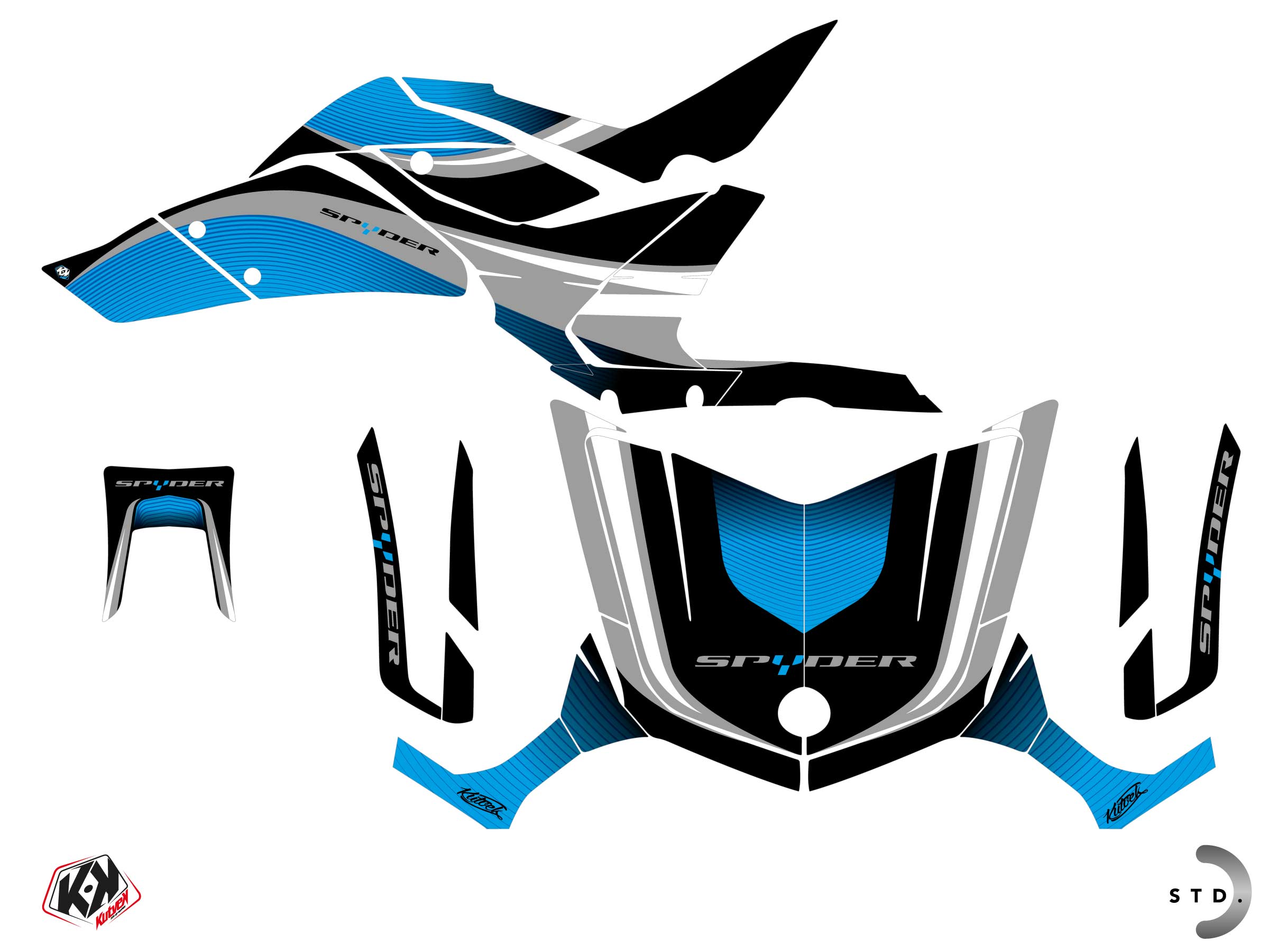 Can-am Spyder F3 Hybrid Wave Graphic Kit Blue