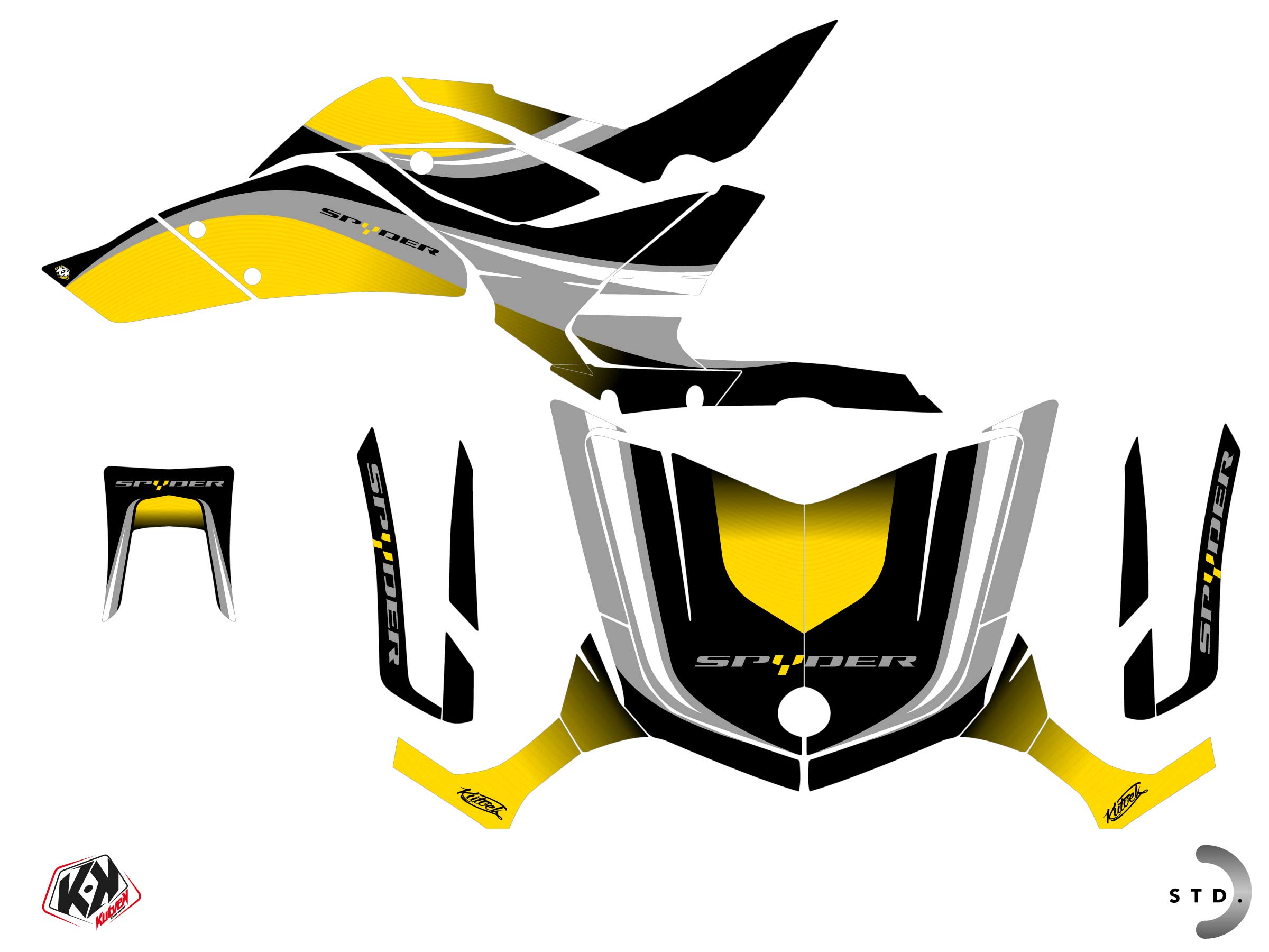 Can-am Spyder F3 Hybrid Wave Graphic Kit Yellow