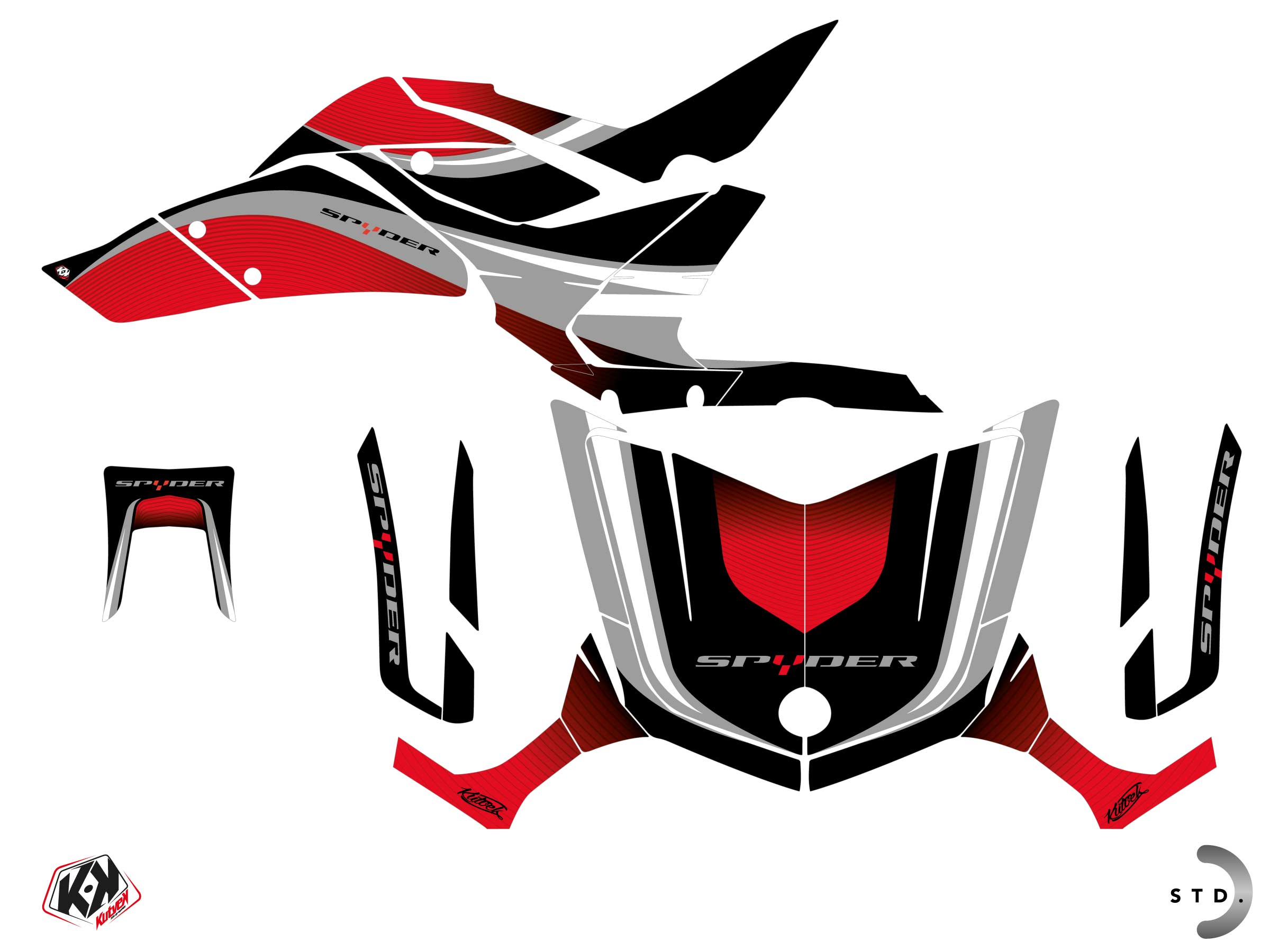 Can-am Spyder F3 Hybrid Wave Graphic Kit Red
