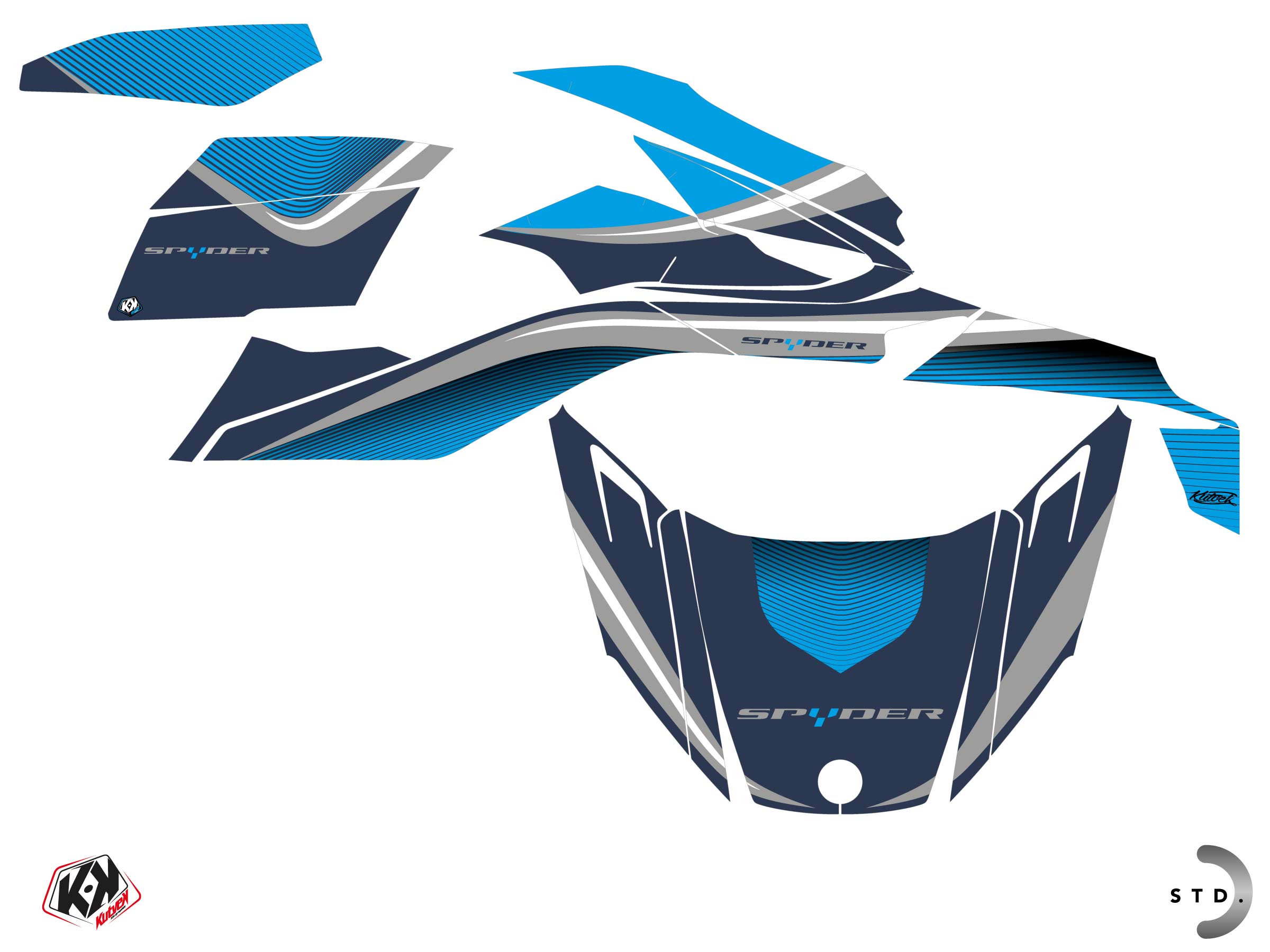 Can-am Spyder Rt Hybrid Wave Graphic Kit Blue
