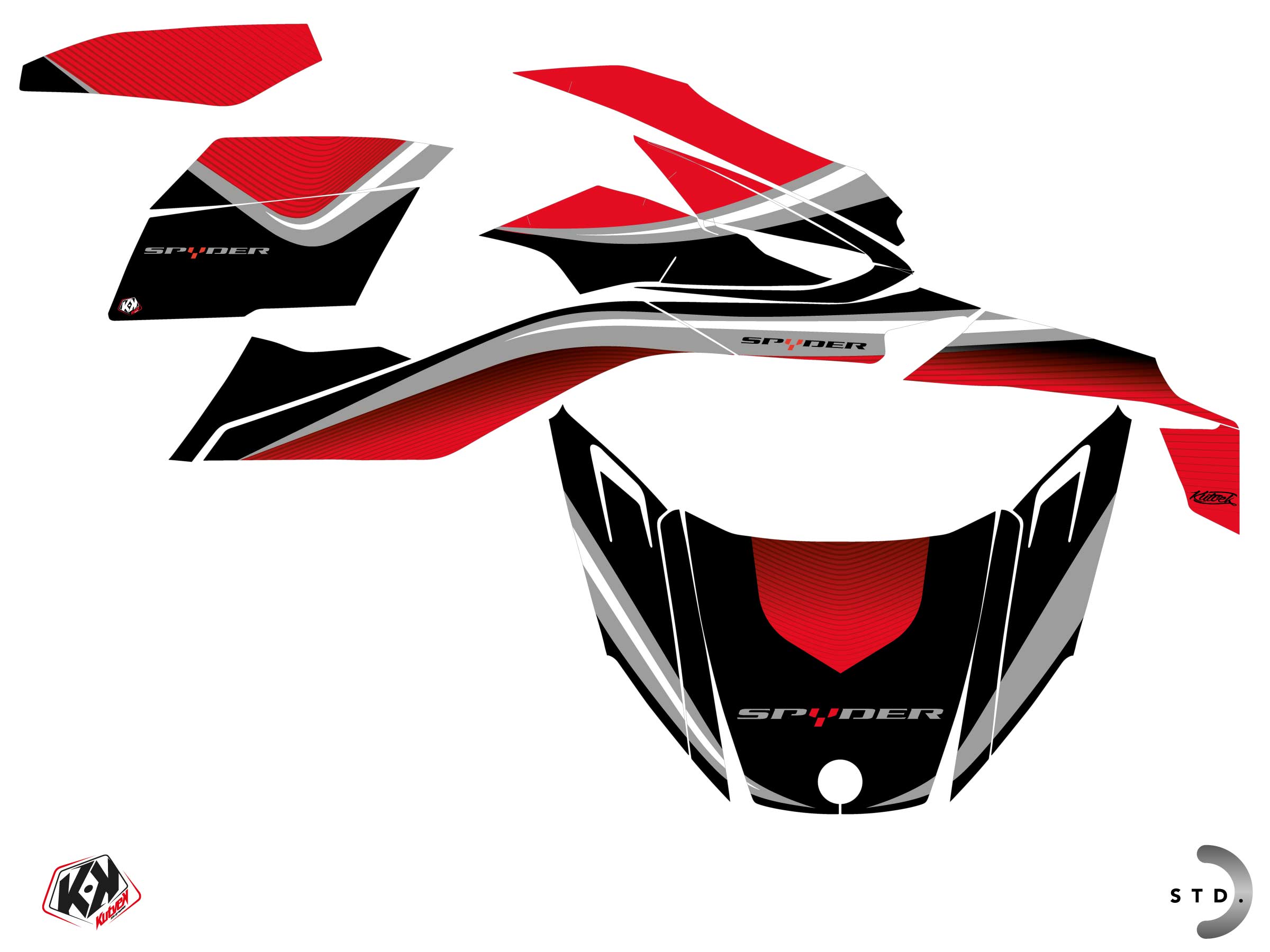 Can-am Spyder Rt Hybrid Wave Graphic Kit Red