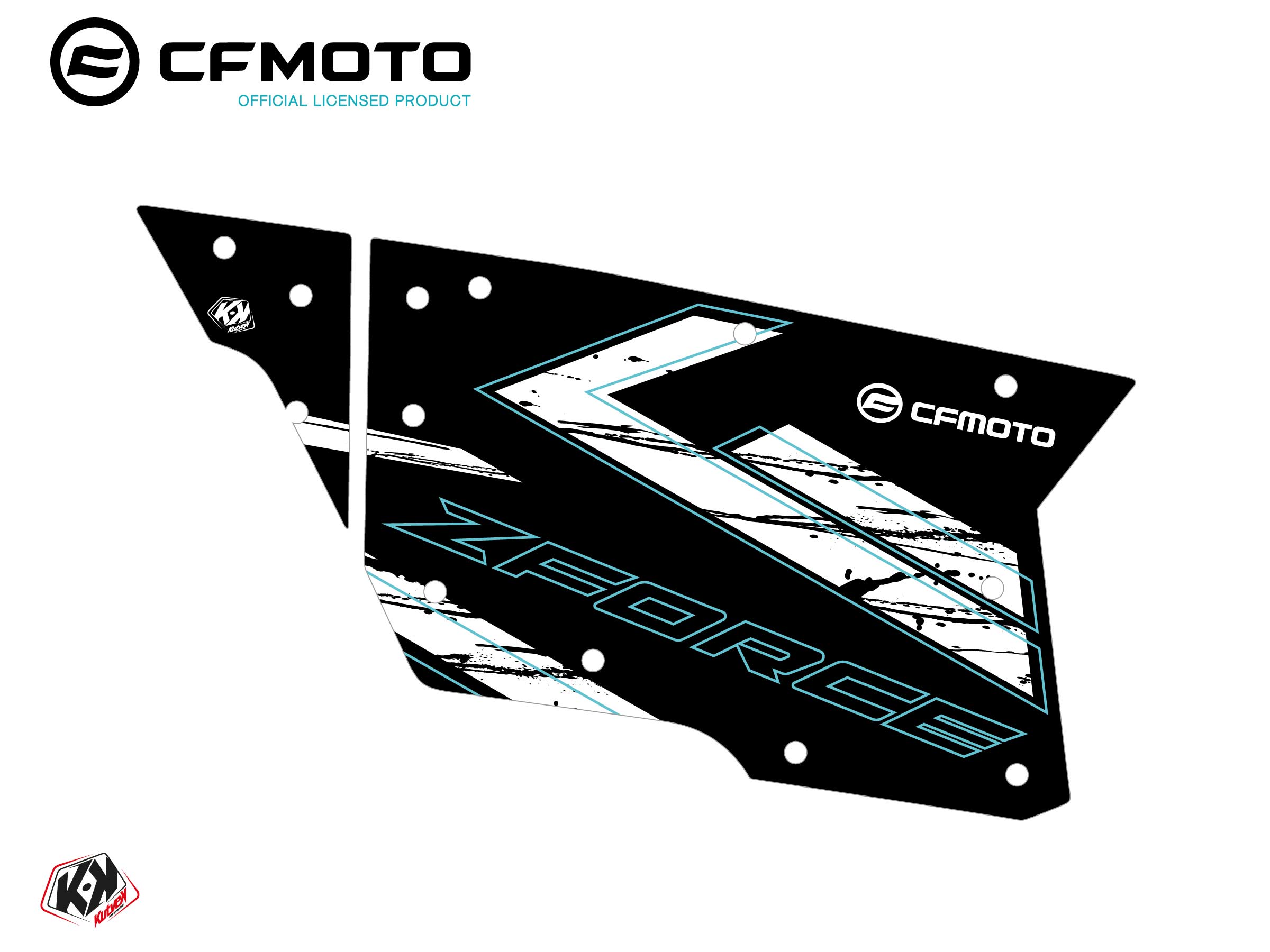 Kit Déco Portes Complètes PCZ12 CF Moto Zforce 500-550-800-1000 Turquoise