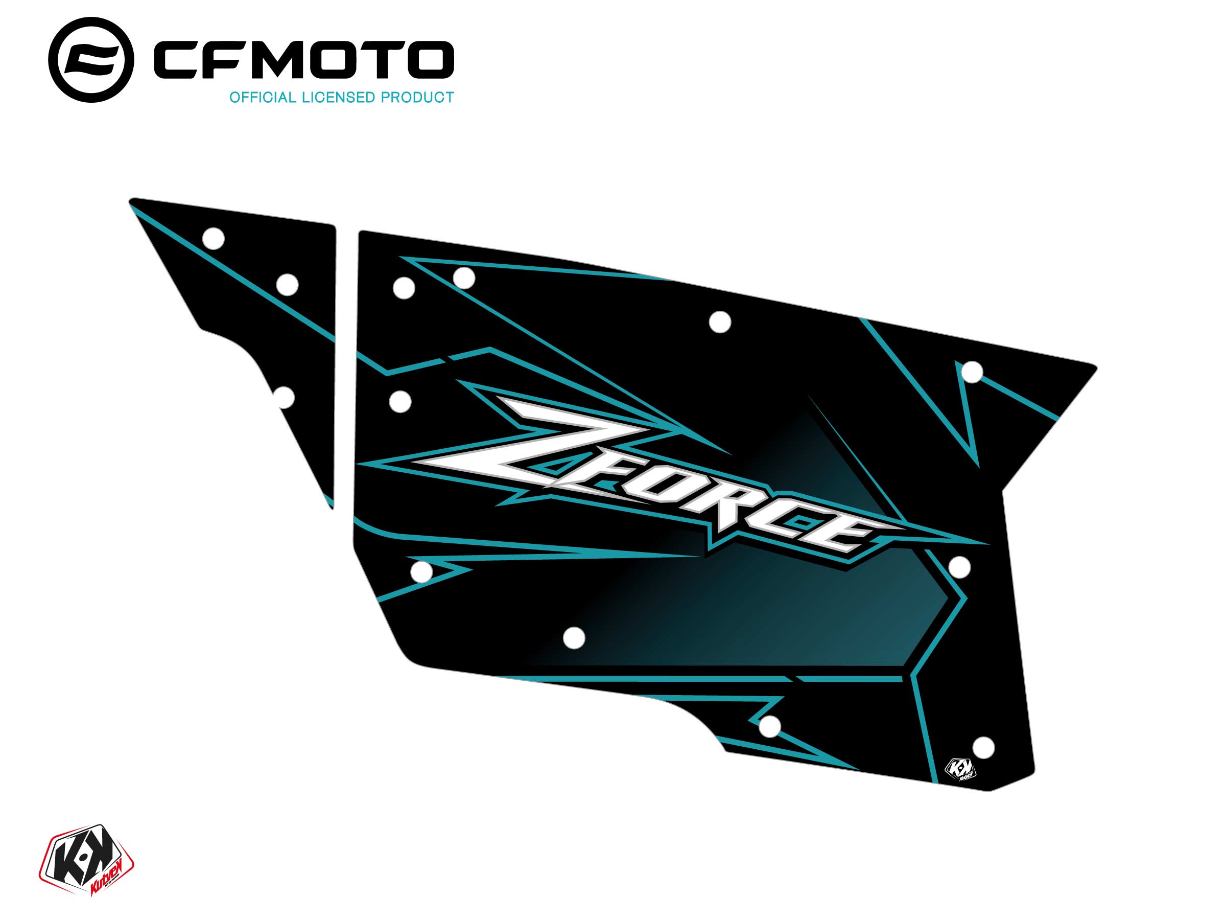 Kit Déco Portes Complètes PCZ5 CF Moto Zforce 500-550-800-1000 Turquoise