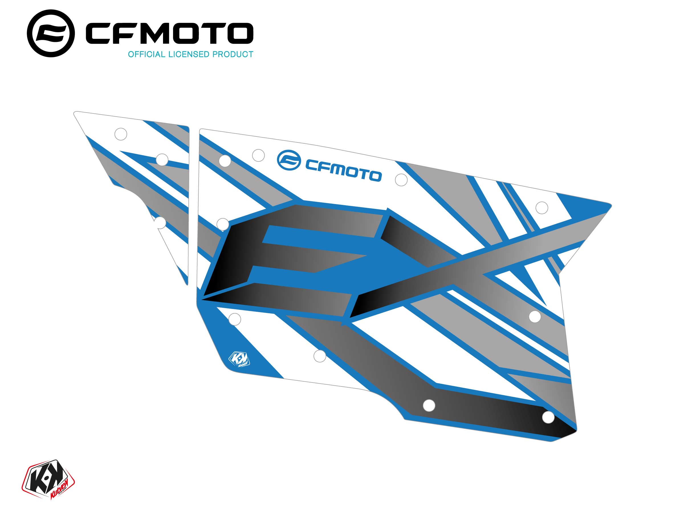 Kit Déco Portes Complètes PCZ7 CF Moto Zforce 500-550-800-1000 Bleu