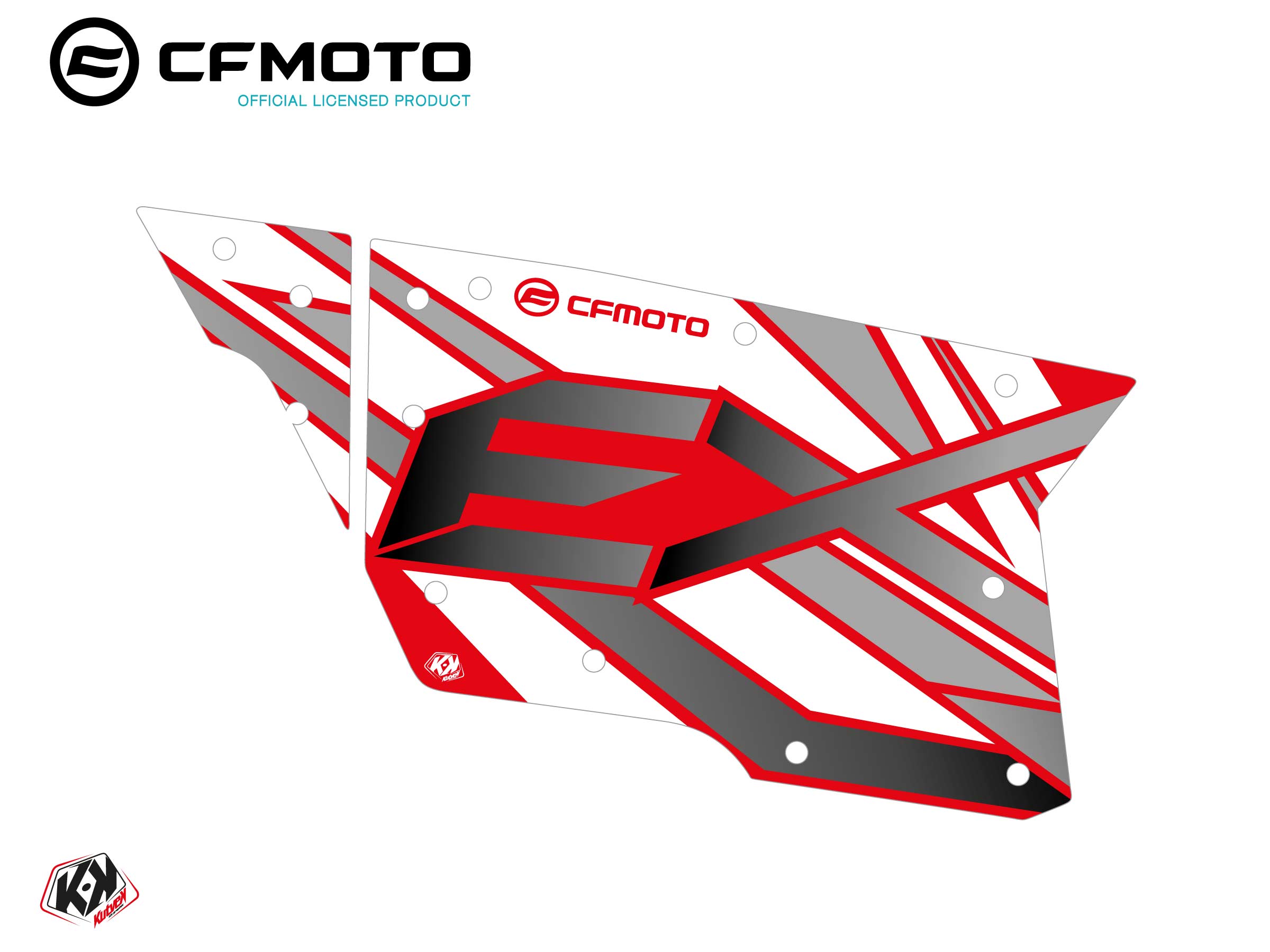 Kit Déco Portes Complètes PCZ7 CF Moto Zforce 500-550-800-1000 Rouge