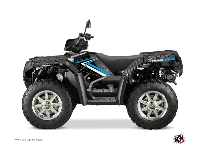 Polaris 550 Sportsman Forest ATV Rock Graphic Kit Black Blue