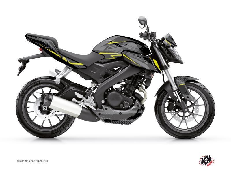 Yamaha MT 125 Street Bike Airline Graphic Kit Black Yellow