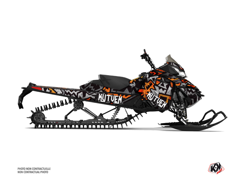 Skidoo REV XM Snowmobile Aztek Graphic Kit Grey Orange