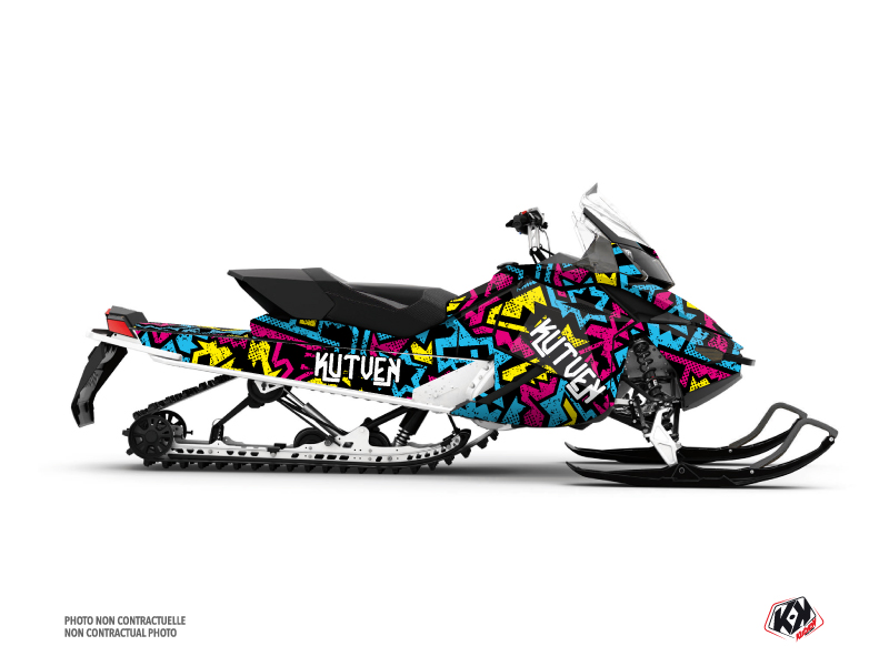 Skidoo REV XP Snowmobile Aztek Graphic Kit Blue Pink