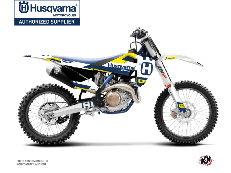 Kit Déco Moto Cross Block Husqvarna TC 125 Bleu Jaune