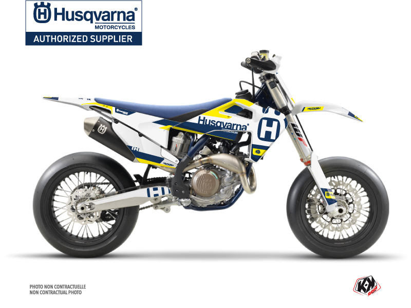 Husqvarna 450 FS Dirt Bike Block Graphic Kit Blue Yellow