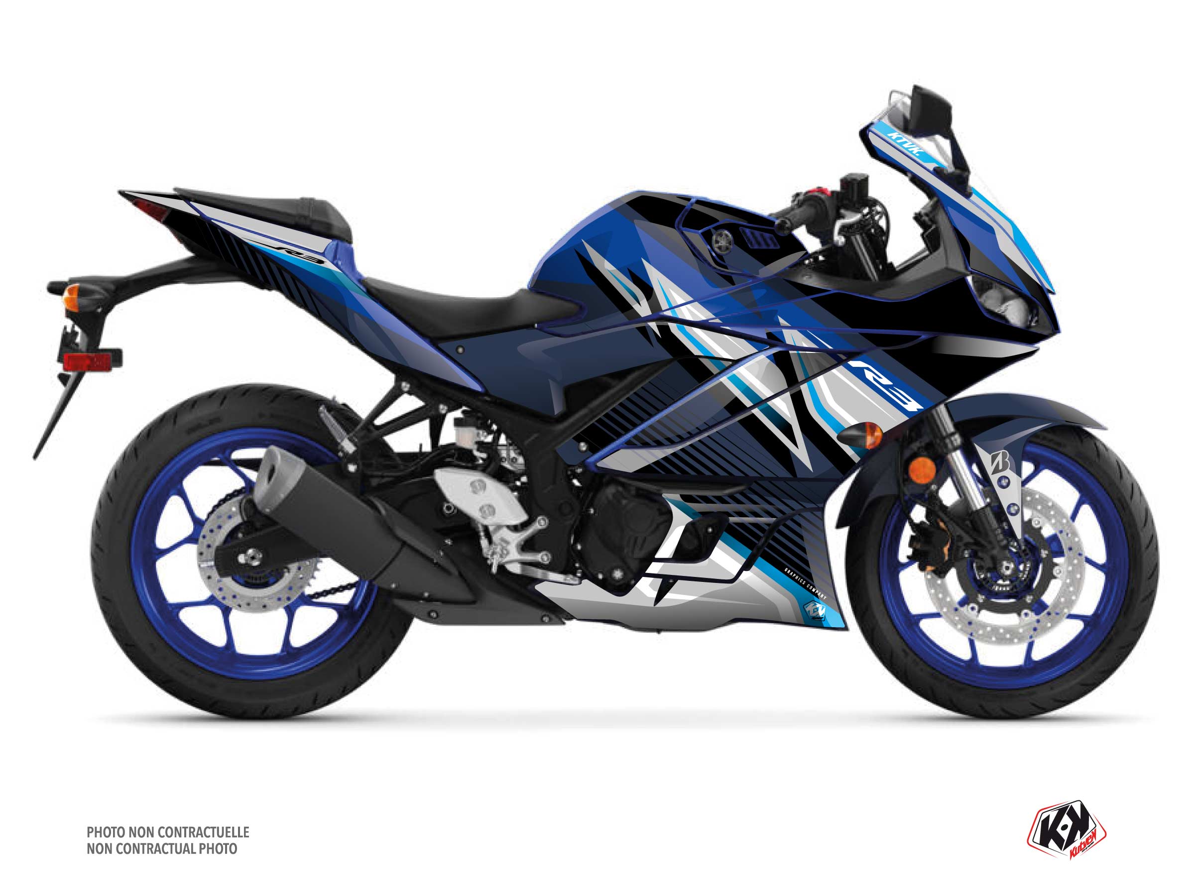 Yamaha MT 07 Street Bike Airline Graphic Kit Black Blue - Kutvek