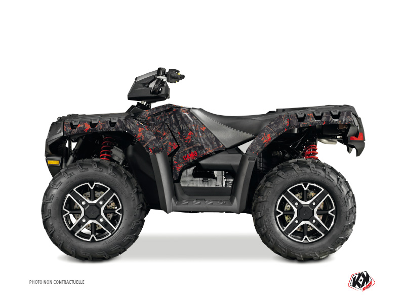 Polaris 1000 Sportsman Touring ATV Camo Graphic Kit Black Red