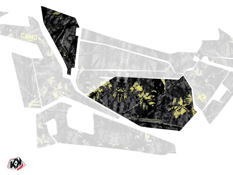 Graphic Kit Doors Low Dragonfire Camo UTV Polaris RZR 900S/1000/Turbo 2015-2017 Black Yellow