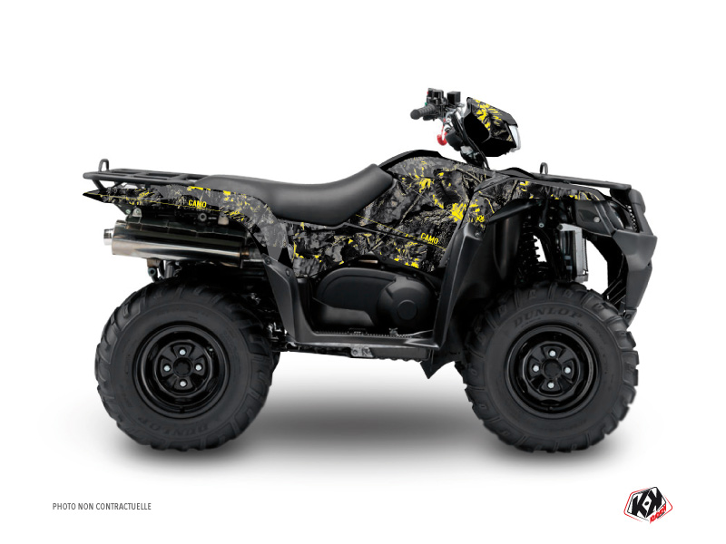 Suzuki King Quad 750 ATV Camo Graphic Kit Black Yellow