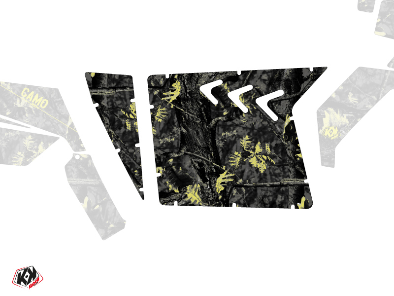 Graphic Kit Doors Suicide XRW Camo UTV Polaris RZR 570/800/900 2008-2014 Black Yellow