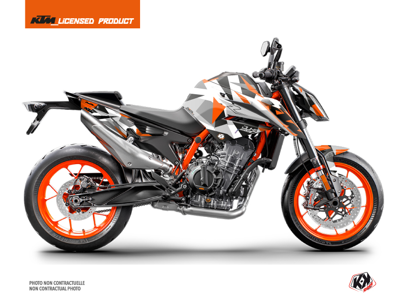 KTM Duke 890 R Street Bike Delta Graphic Kit White Orange