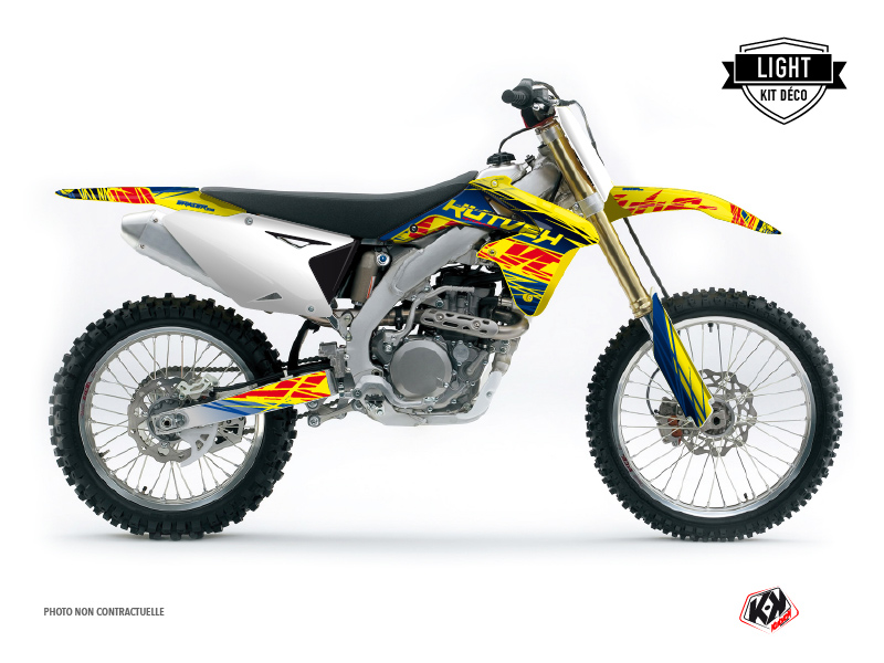 Suzuki 450 RMZ Dirt Bike Eraser Graphic Kit Blue Yellow LIGHT