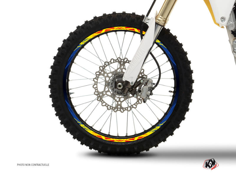 Graphic Kit Wheel decals Dirt Bike Eraser Blue Yellow