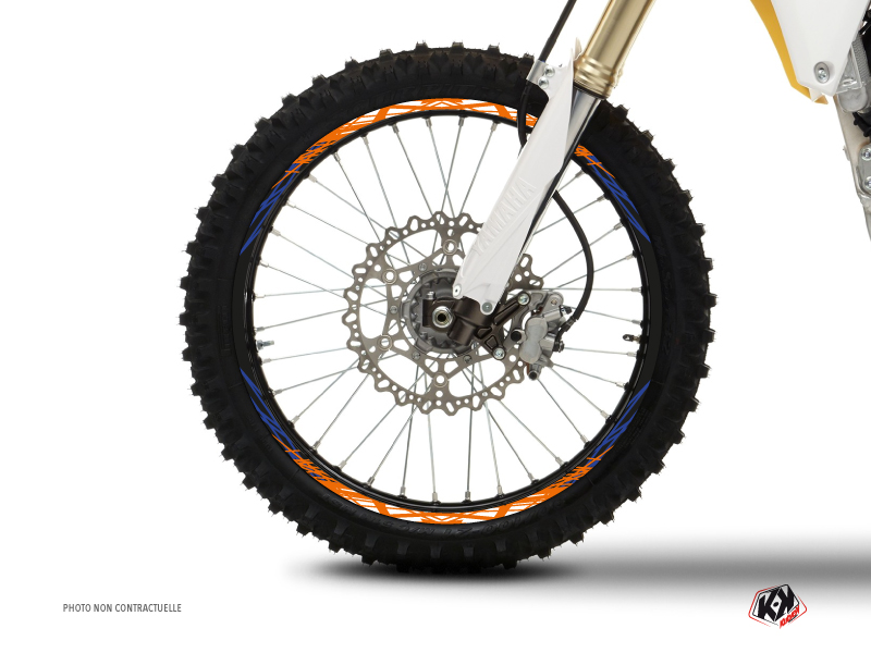 Graphic Kit Wheel decals Dirt Bike Eraser Blue Orange