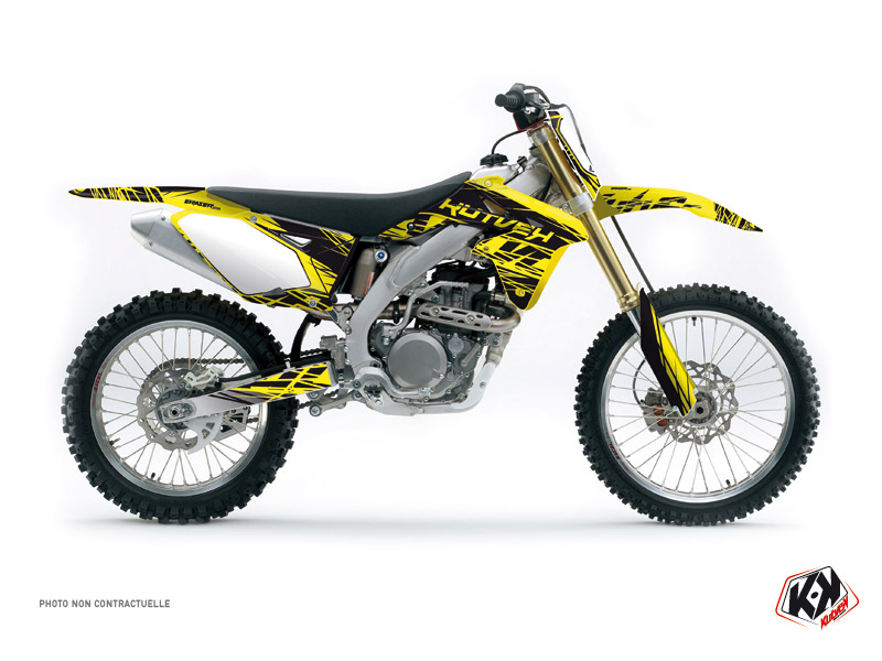 Suzuki 450 RMZ Dirt Bike Eraser Graphic Kit Yellow Black