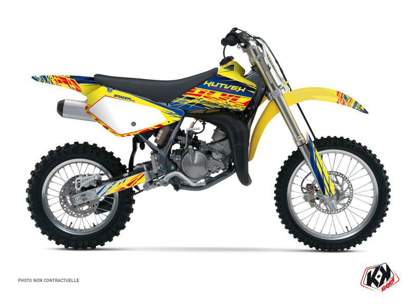 Suzuki 85 RM Dirt Bike Eraser Graphic Kit Blue Yellow