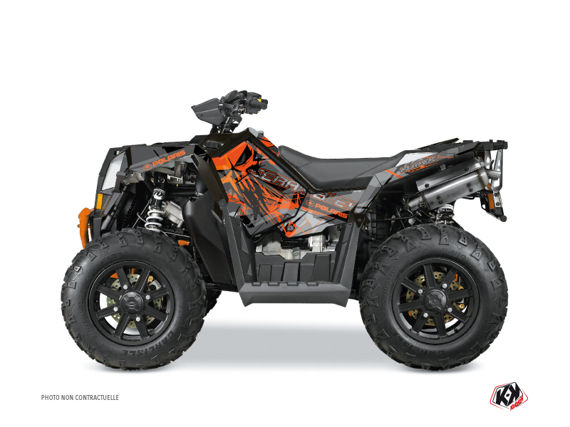 Polaris Scrambler 850-1000 XP ATV Evil Graphic Kit Grey Orange FULL