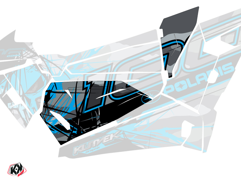 Kit Déco Portes Origine Basses Evil SSV Polaris RZR 1000 2015-2019 Gris Bleu