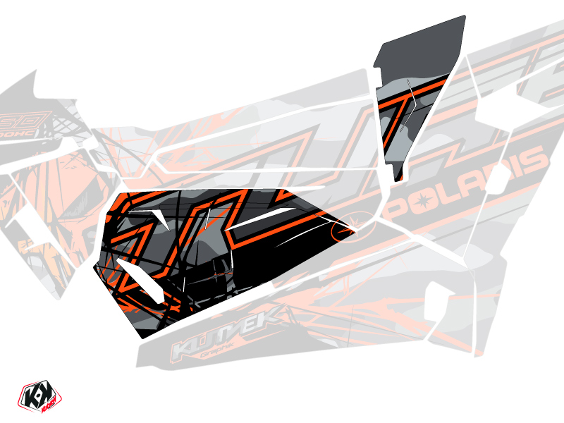 Kit Déco Portes Origine Basses Evil SSV Polaris RZR 1000 Turbo 2015-2019 Gris Orange