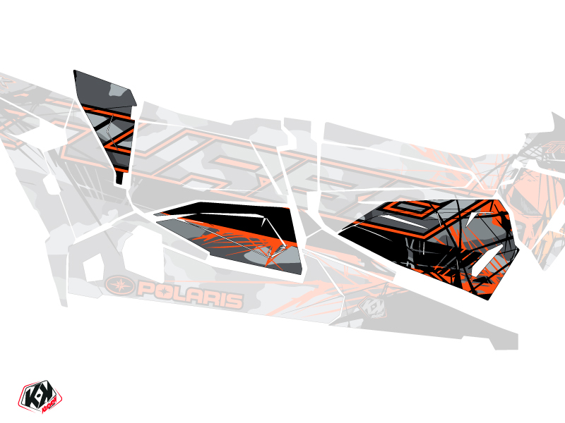 Graphic Kit Doors Origin Low Evil UTV Polaris RZR 1000 Turbo 4 Seater 2015-2019 Grey Orange
