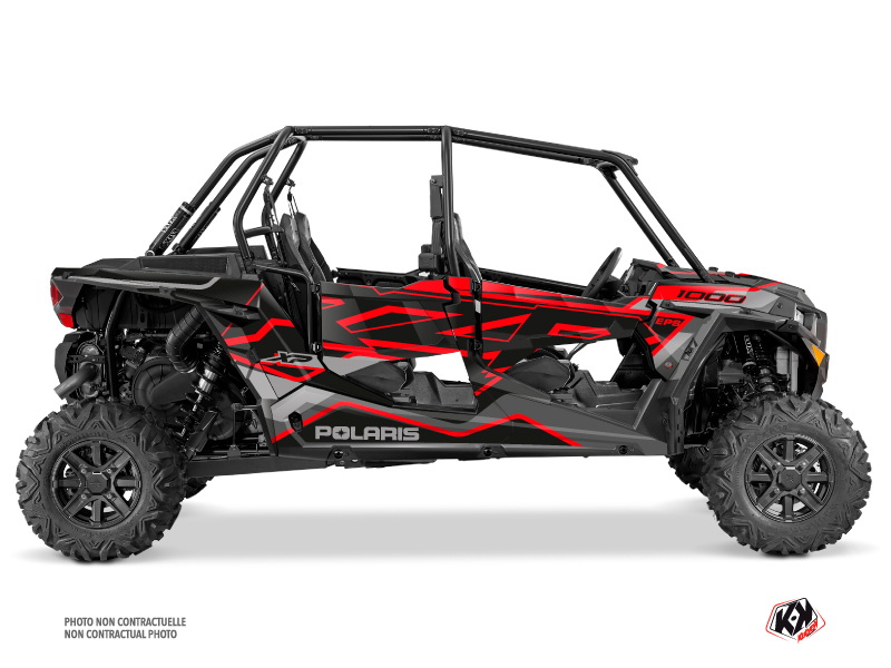 Polaris RZR 1000 4 doors UTV Faster Graphic Kit Black Red