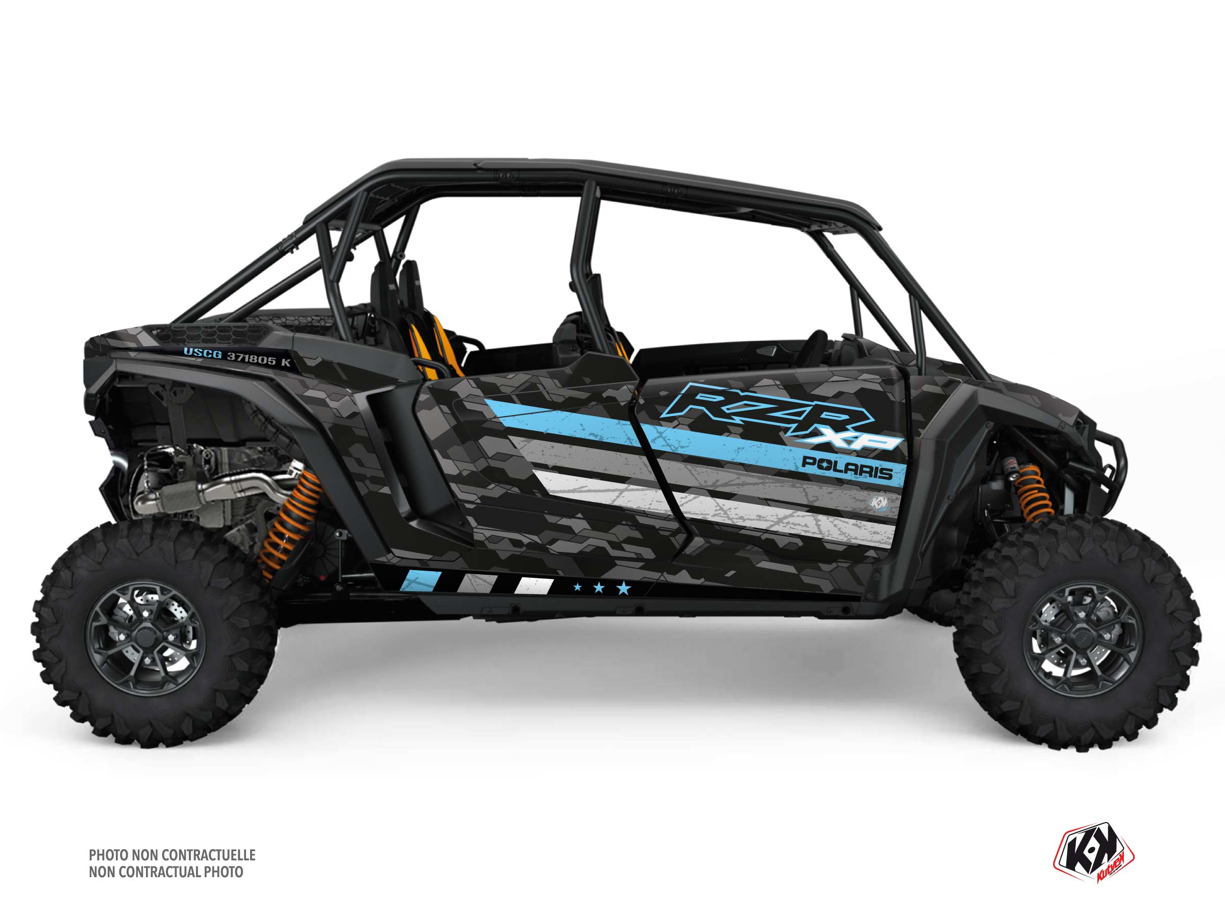 Polaris Rzr Xp  4 Portes Utv Force Graphic Kit Blue