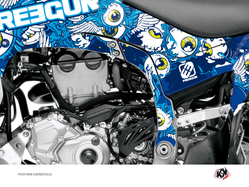 Kit Déco Protection de cadre Quad Freegun Yamaha 450 YFZ-R 2014-2019 Bleu x3