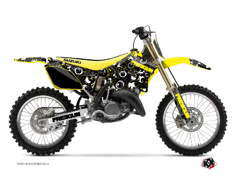 Suzuki 125 RM Dirt Bike Freegun Eyed Graphic Kit Yellow
