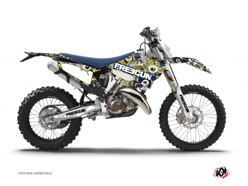 Kit Déco Moto Cross Freegun Eyed Husqvarna 125 TE Bleu Jaune