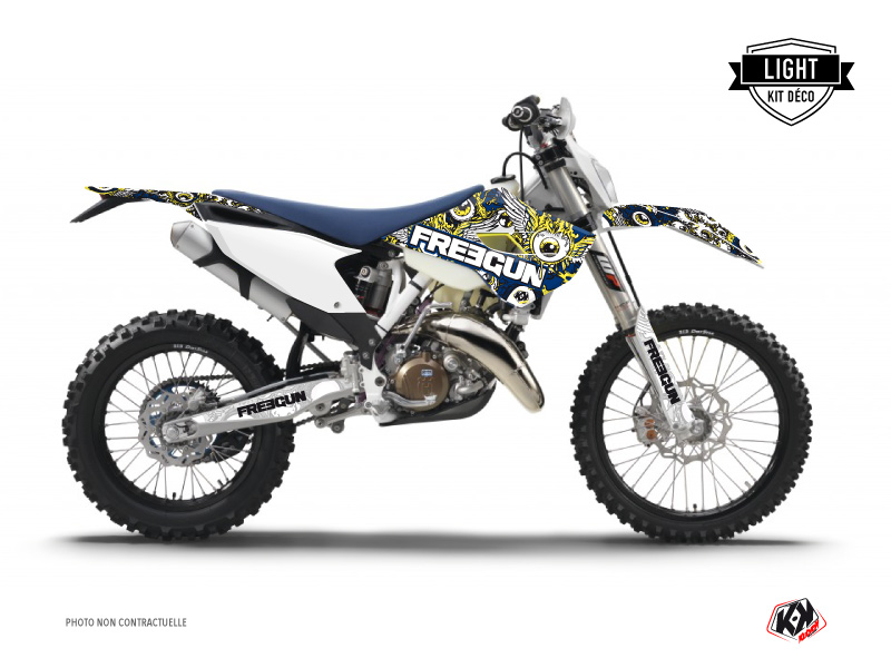 Husqvarna 125 TE Dirt Bike Freegun Eyed Graphic Kit Blue Yellow LIGHT