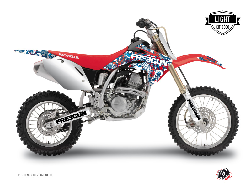 Honda 125 CR Dirt Bike Freegun Eyed Graphic Kit Red Blue LIGHT