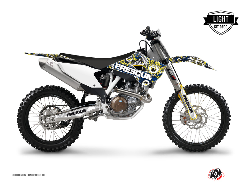 Kit Déco Moto Cross Freegun Eyed Husqvarna TC 250 Bleu Jaune LIGHT